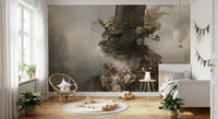 Aristocratic Cat with Floral Top Hat Wall Mural