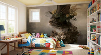 Aristocratic Cat with Floral Top Hat Wall Mural
