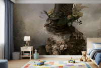 Aristocratic Cat with Floral Top Hat Wall Mural