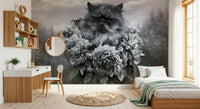 Persian Cat with Floral Wreath Wall Mural
