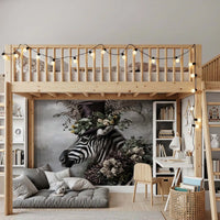 Dapper Zebra in Floral Hat Wall Mural