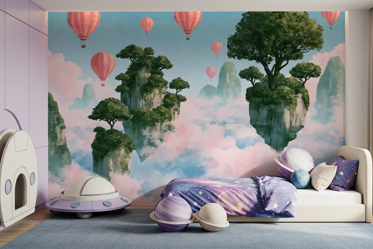 Floating Isles and Pink Skies Wall Mural
