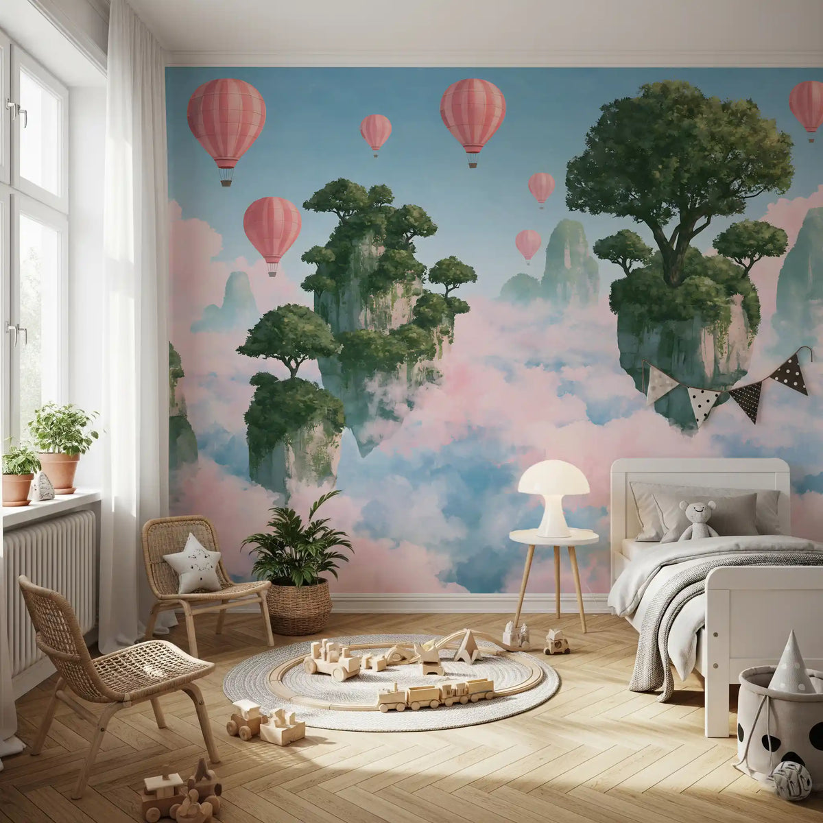 Floating Isles and Pink Skies Wall Mural