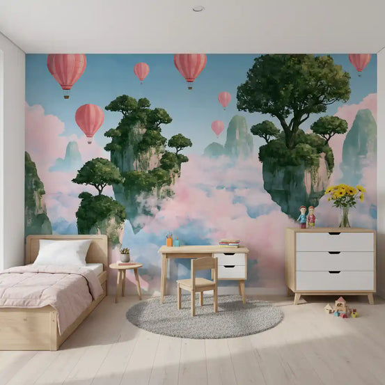 Floating Isles and Pink Skies Wall Mural