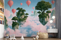 Floating Isles and Pink Skies Wall Mural