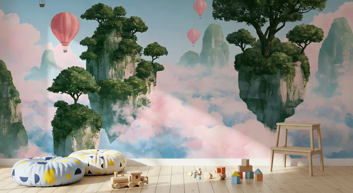 Floating Isles and Pink Skies Wall Mural