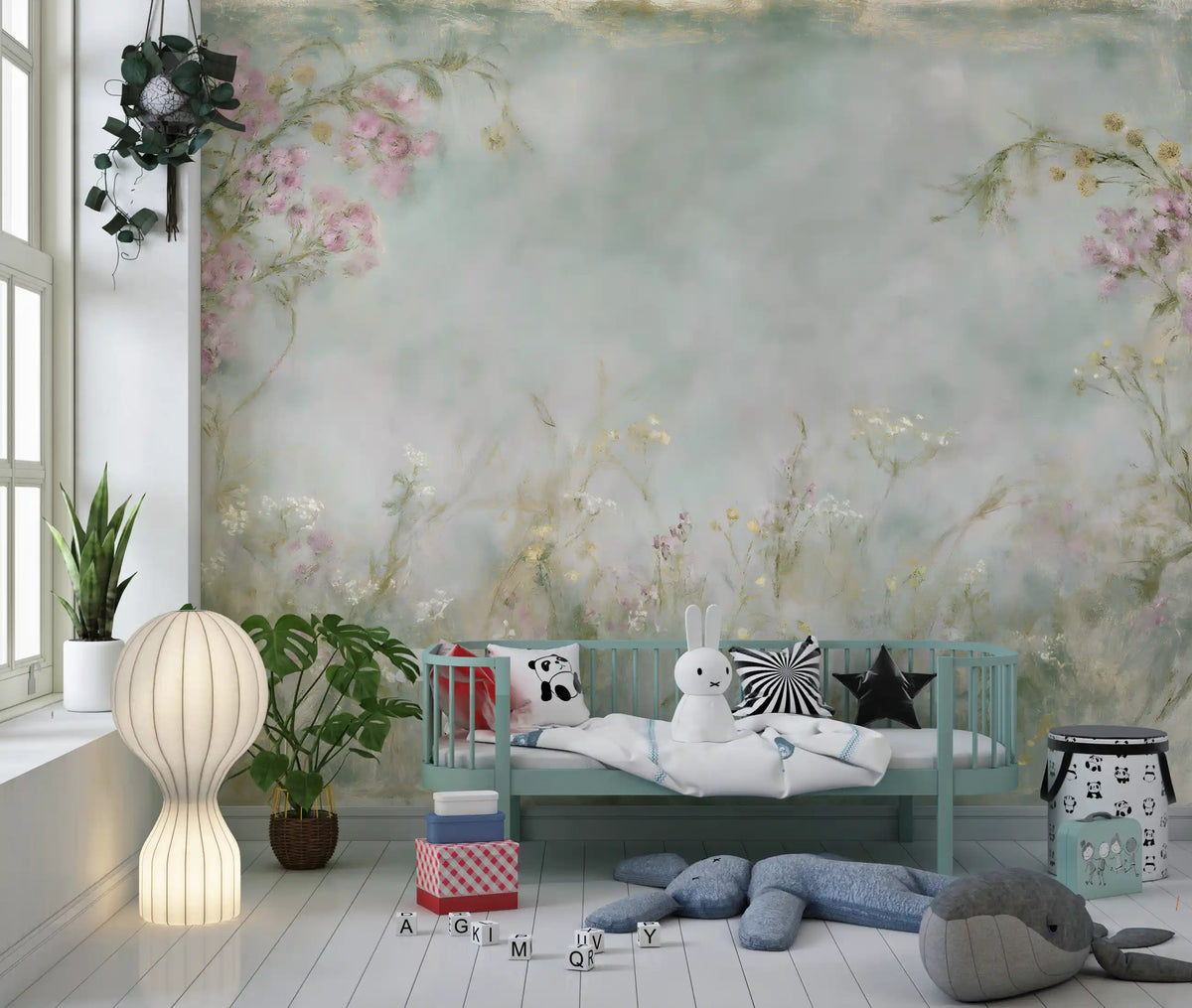 Soft Meadow Brushstrokes Wall Mural