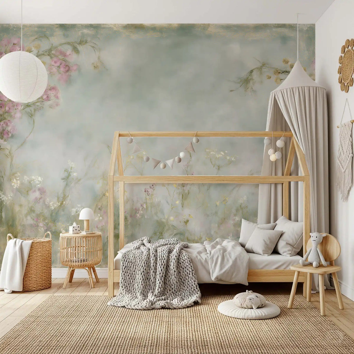 Soft Meadow Brushstrokes Wall Mural