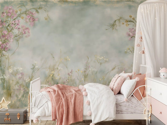 Soft Meadow Brushstrokes Wall Mural