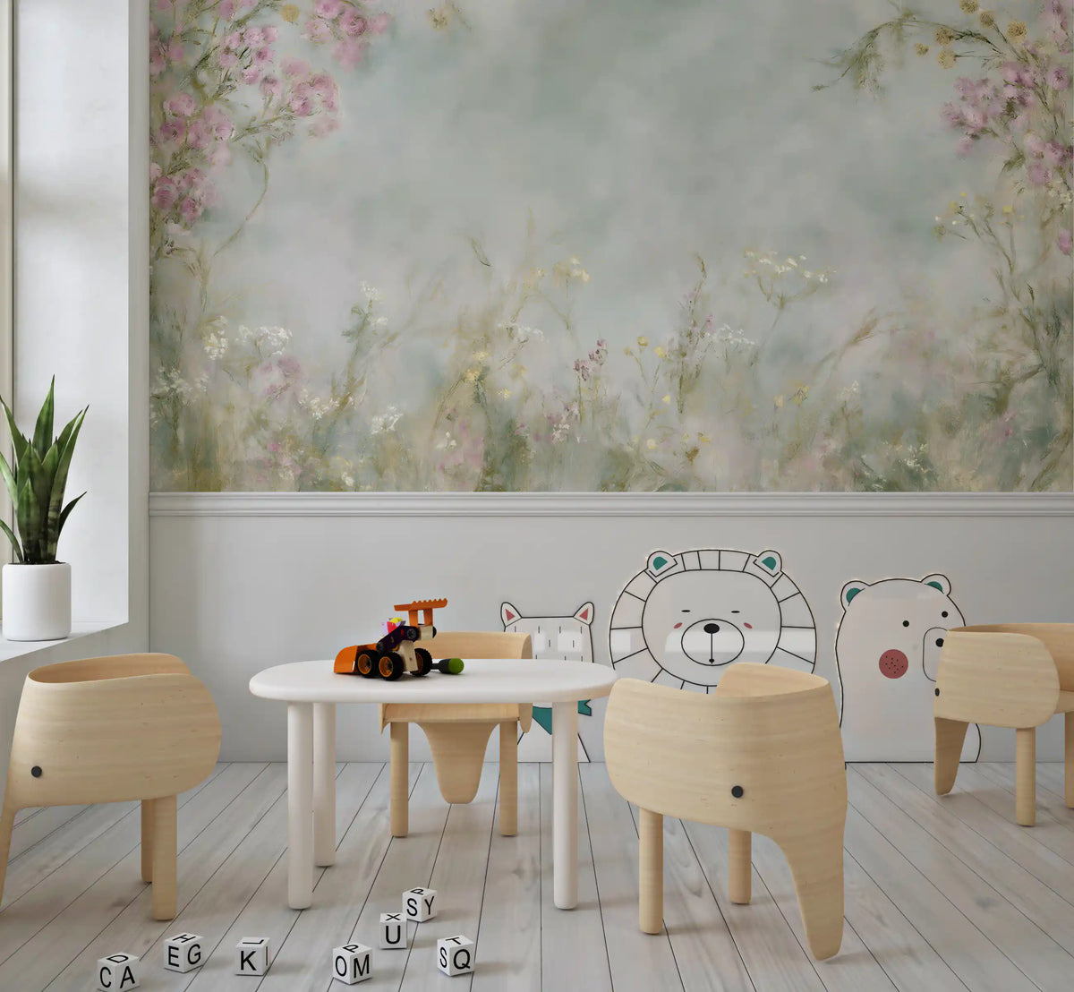 Soft Meadow Brushstrokes Wall Mural