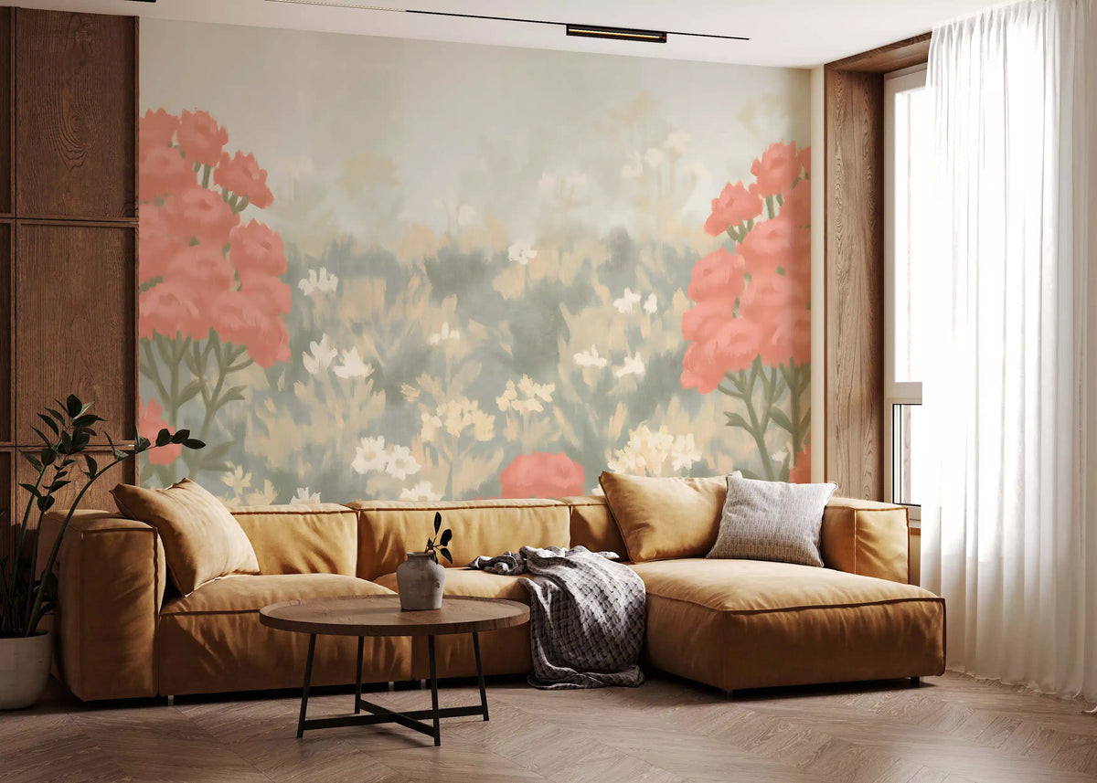 Blush Meadow Botanical Wall Mural