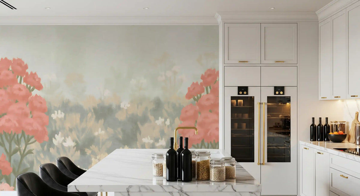 Blush Meadow Botanical Wall Mural
