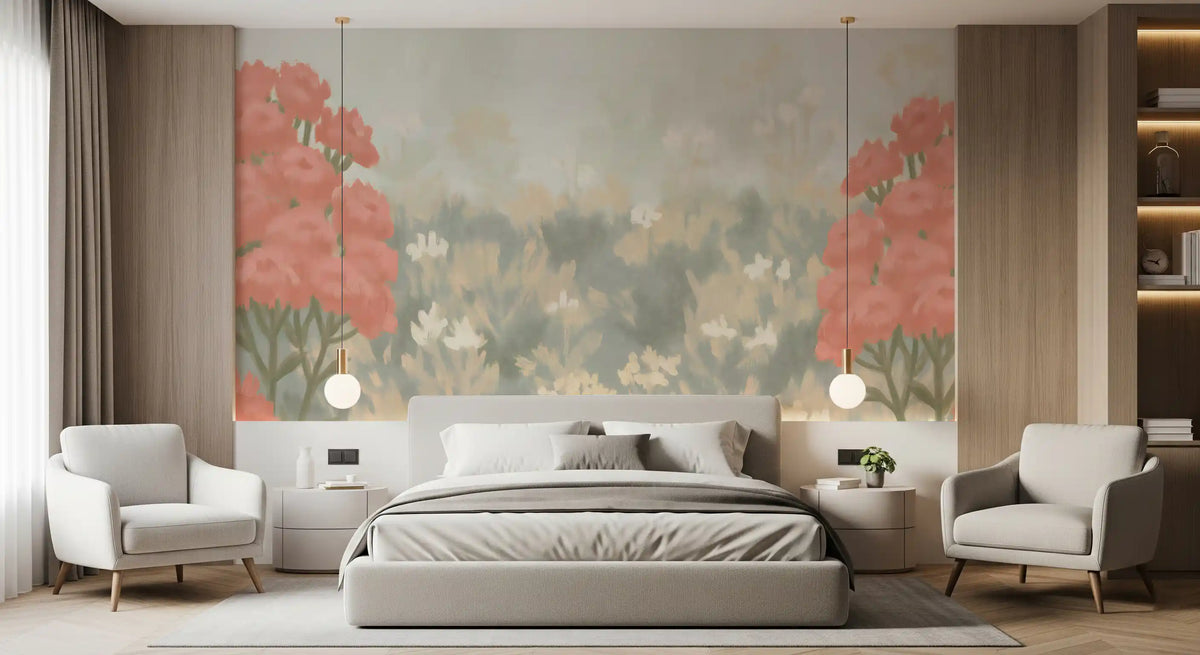 Blush Meadow Botanical Wall Mural