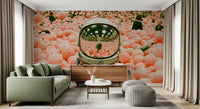 Astronaut in a Sea of Pink Balloons Wall Mural