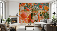 Astronaut Amidst Floating Orbs Wall Mural
