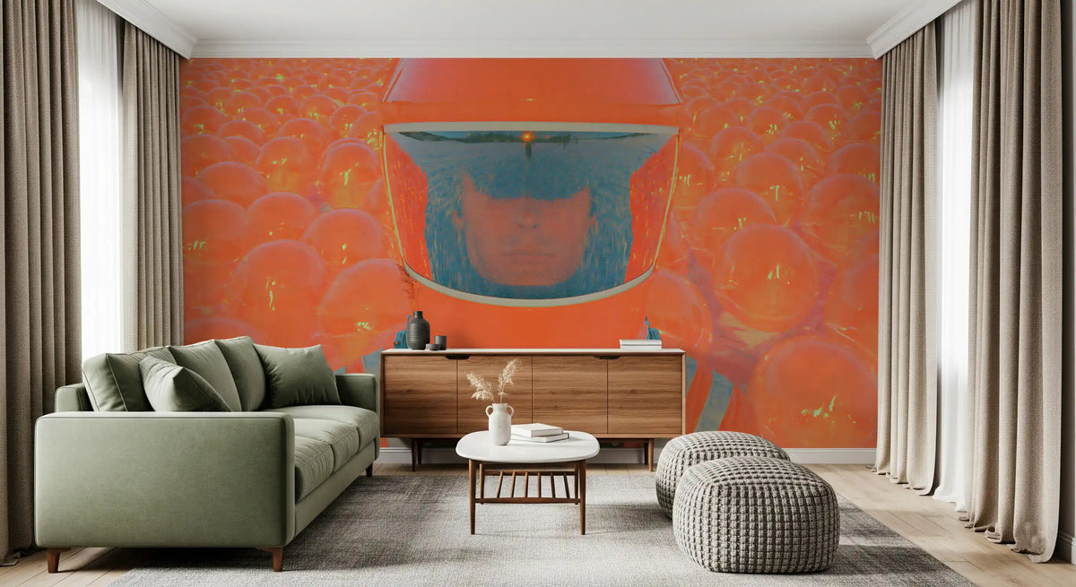 Neon Astronaut Field Wall Mural