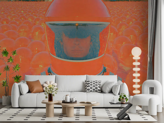 Neon Astronaut Field Wall Mural