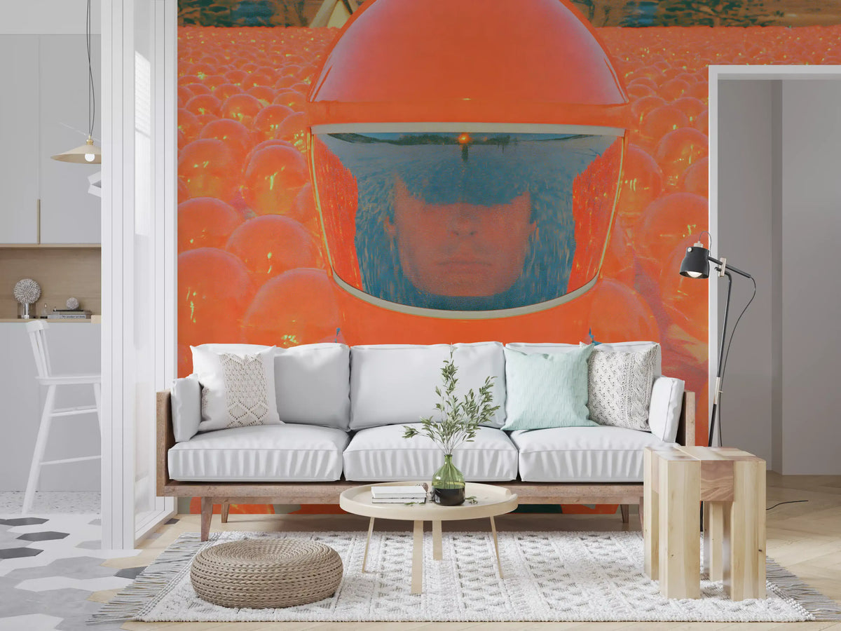 Neon Astronaut Field Wall Mural
