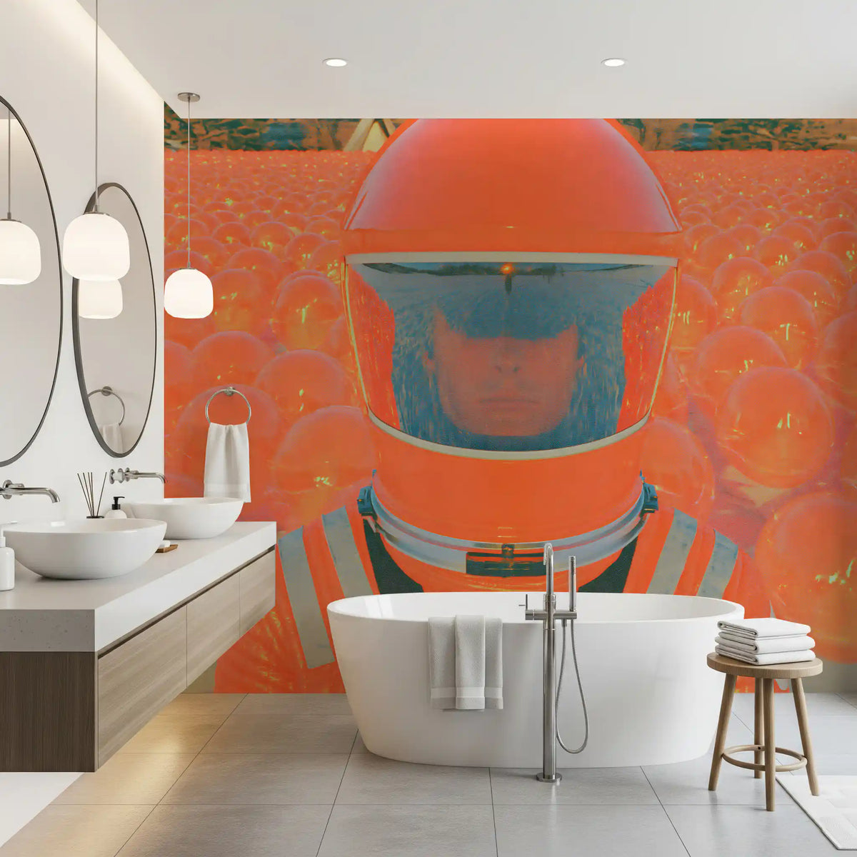 Neon Astronaut Field Wall Mural