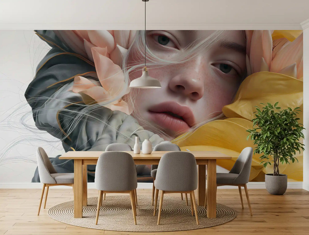 Ethereal Floral Portraiture Wall Mural