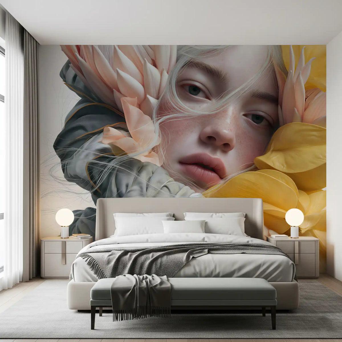 Ethereal Floral Portraiture Wall Mural