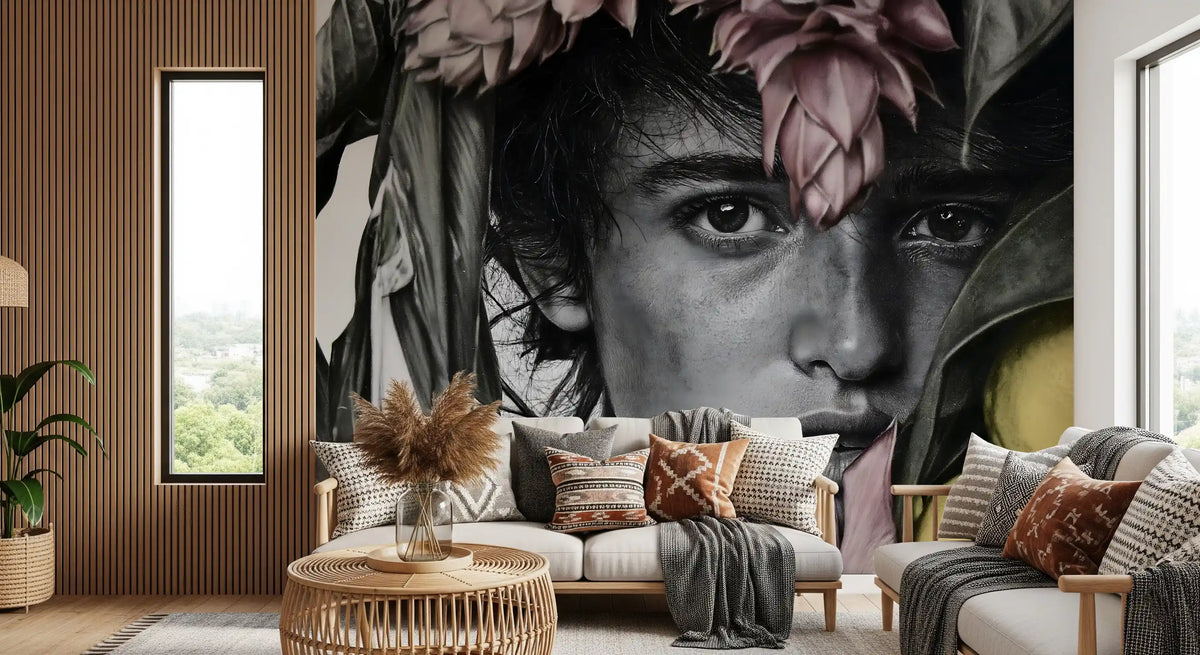 Botanical Face Contemporary Feature Wall Mural