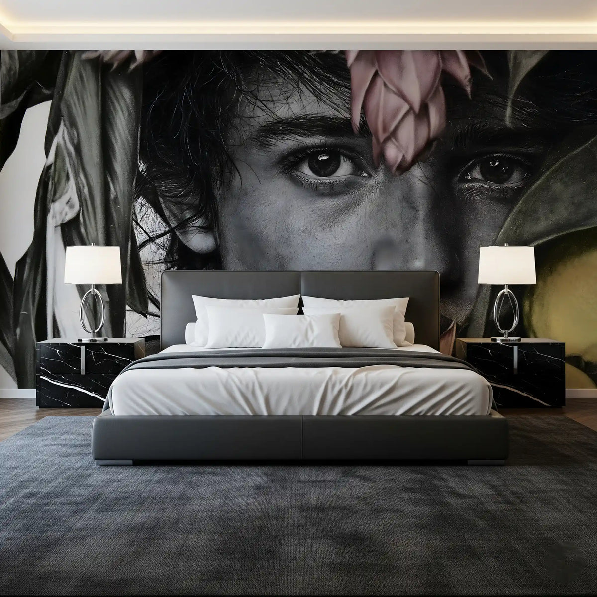 Botanical Face Contemporary Feature Wall Mural