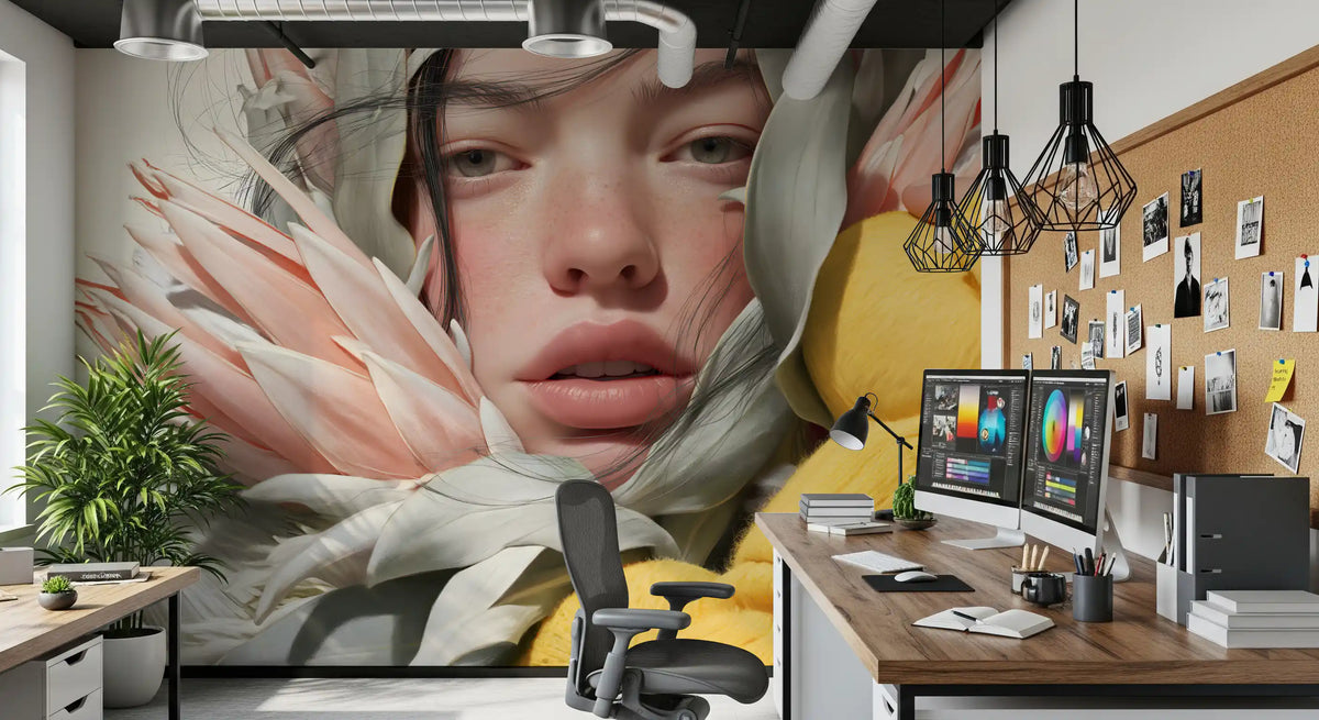 Ethereal Botanical Portrait Study Wall Mural