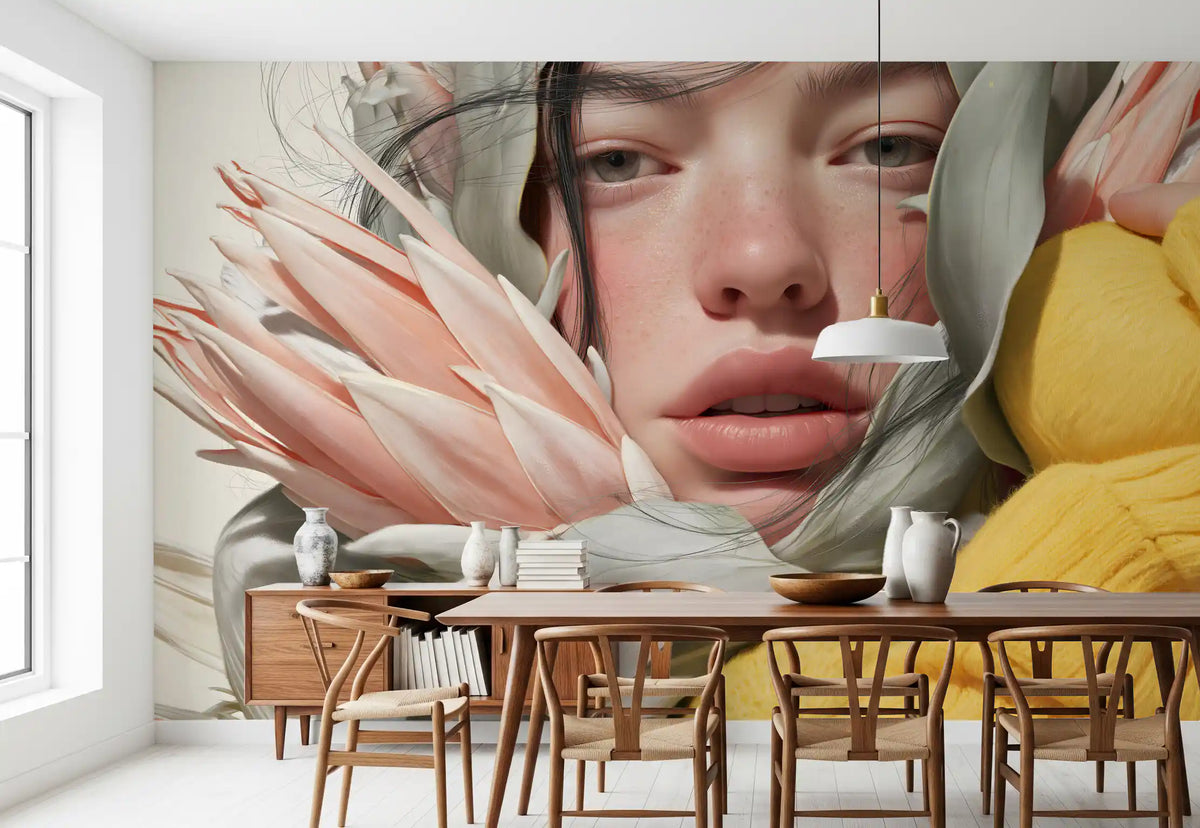 Ethereal Botanical Portrait Study Wall Mural