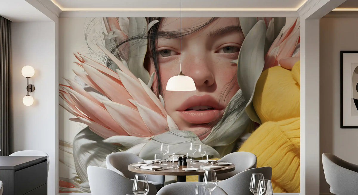 Ethereal Botanical Portrait Study Wall Mural