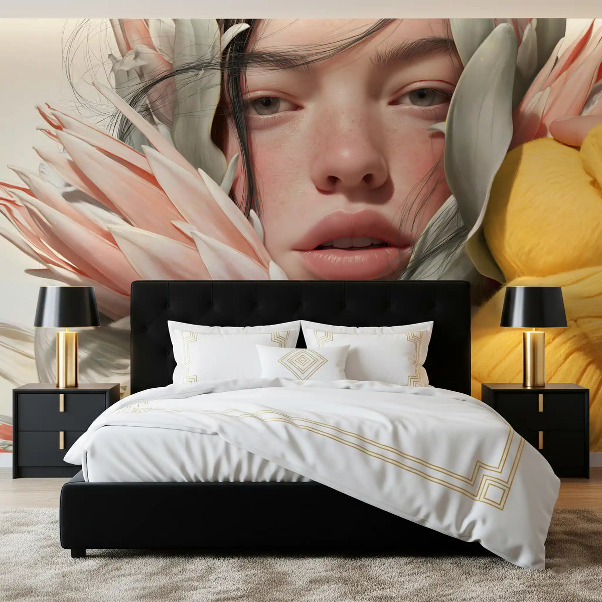 Ethereal Botanical Portrait Study Wall Mural