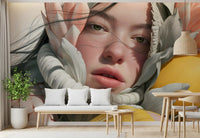 Ethereal Floral Portrait Composition Wall Mural