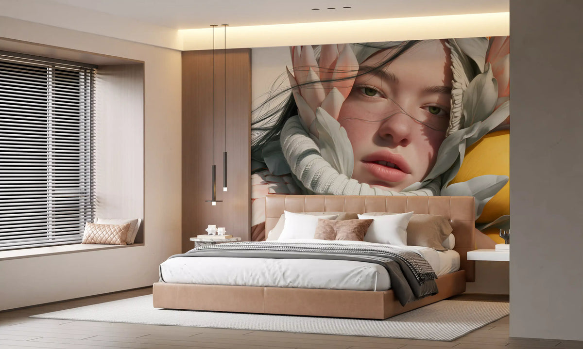 Ethereal Floral Portrait Composition Wall Mural
