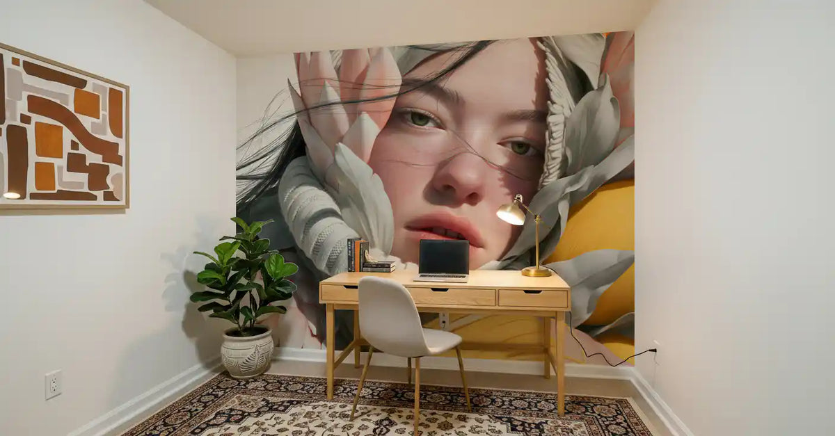 Ethereal Floral Portrait Composition Wall Mural