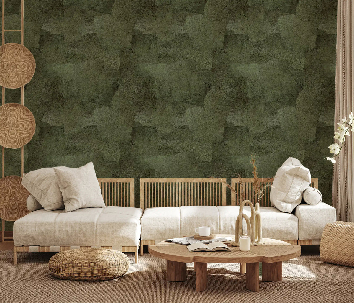 Torn Leather - Moss Wallpaper⁠
