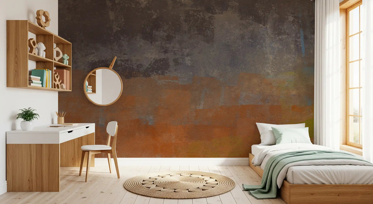 Abstract Layers of Ochre Wall Mural