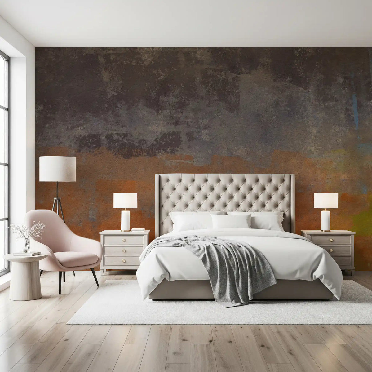 Abstract Layers of Ochre Wall Mural