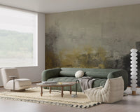 Abstract Brushwork Ochre Wall Mural
