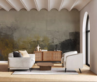 Abstract Brushwork Ochre Wall Mural