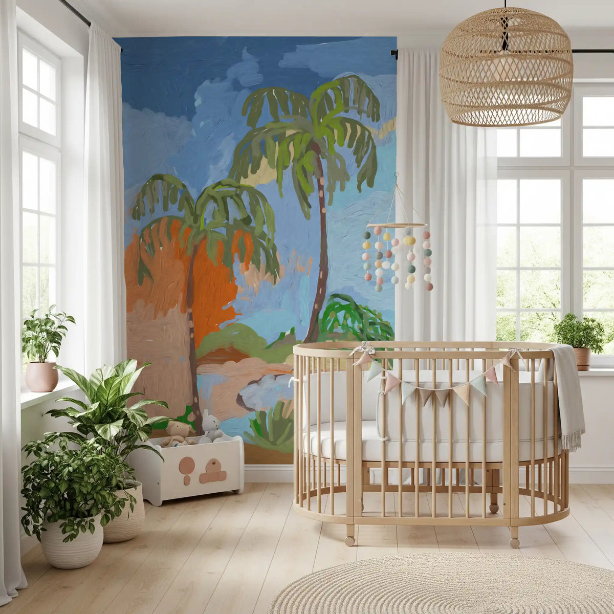 Coastal Palm Oasis Impression Wall Mural