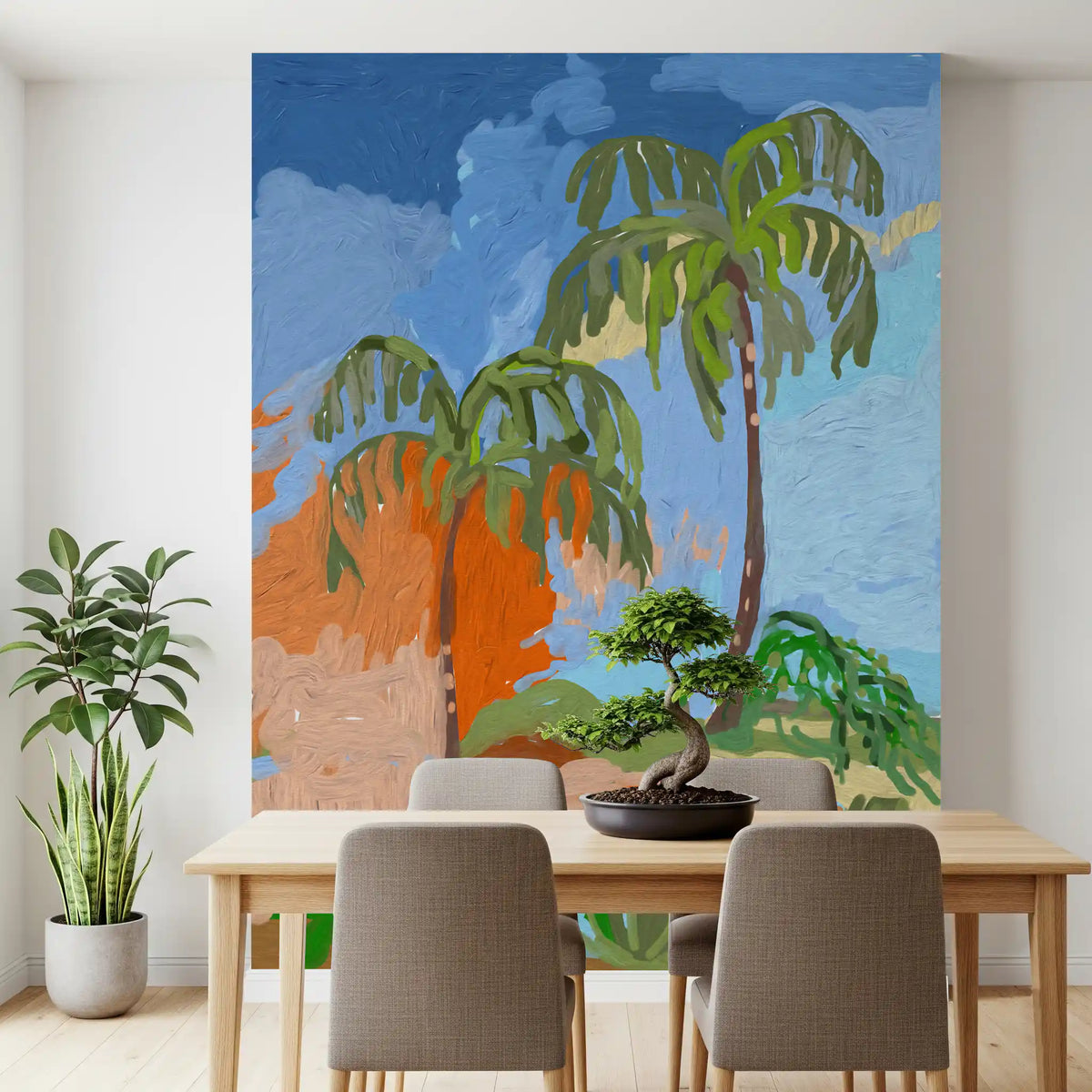 Coastal Palm Oasis Impression Wall Mural