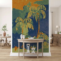 Abstract Painted Palm Landscape Wall Mural