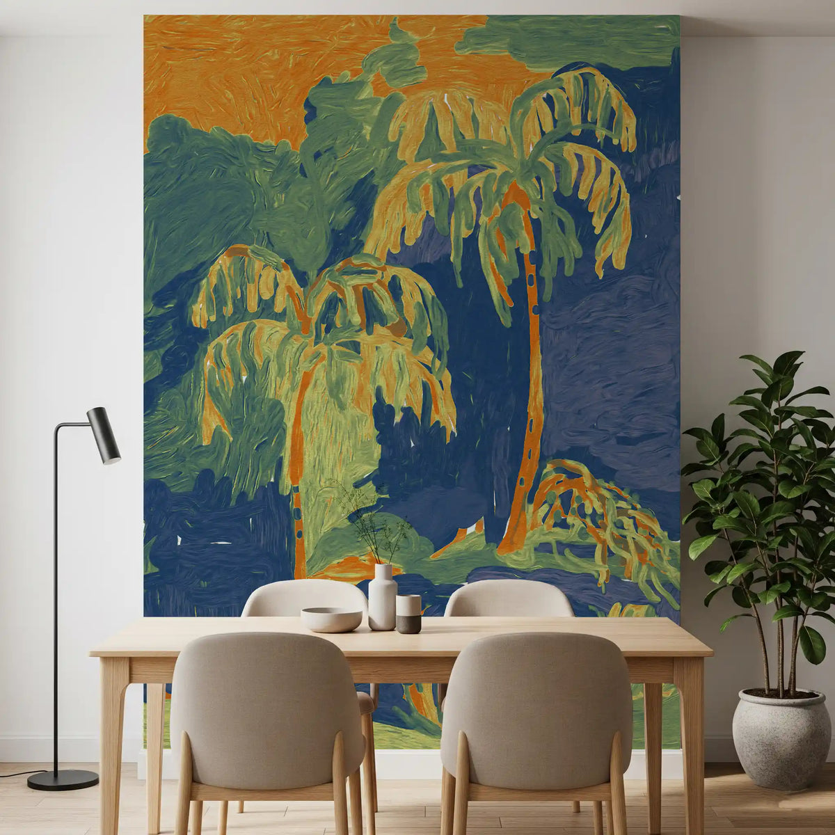 Abstract Painted Palm Landscape Wall Mural