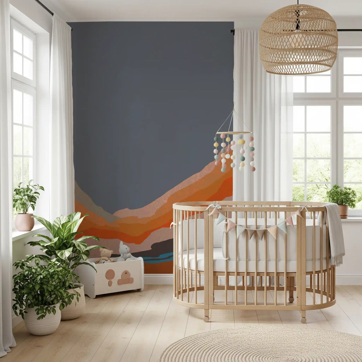 Abstract Painted Horizon Layers Wall Mural