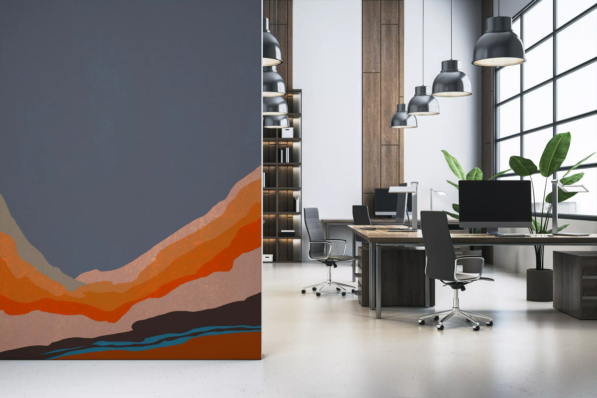 Abstract Painted Horizon Layers Wall Mural