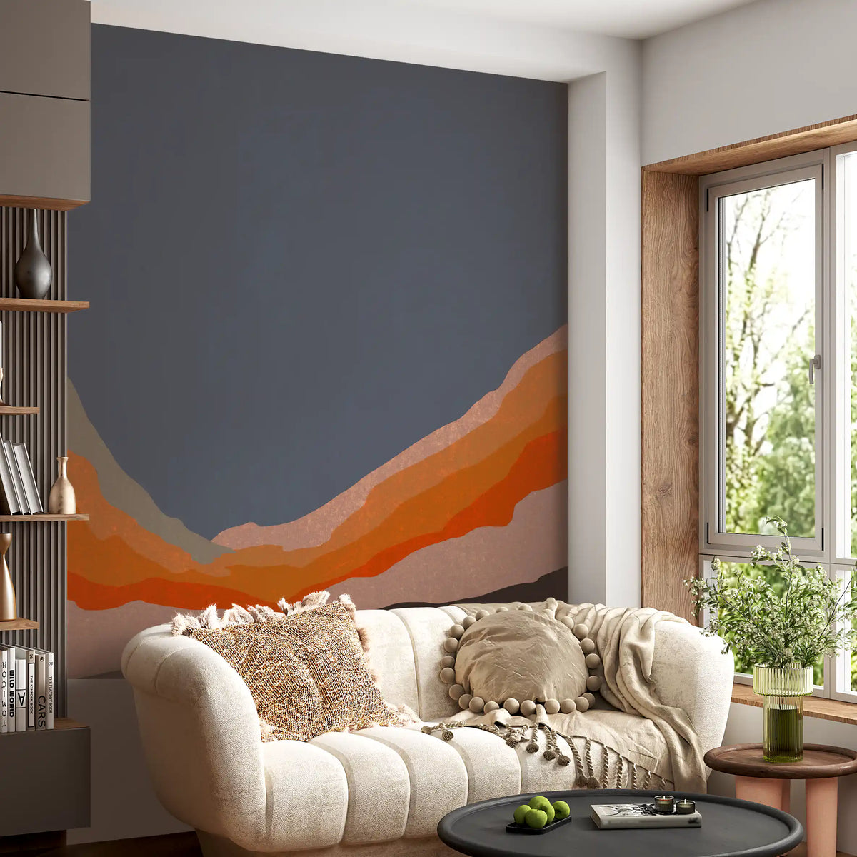 Abstract Painted Horizon Layers Wall Mural