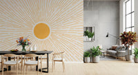 Golden Sunburst Minimalist Rays Wall Mural