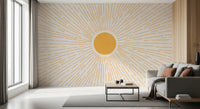 Golden Sunburst Minimalist Rays Wall Mural