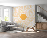 Golden Sunburst Minimalist Rays Wall Mural