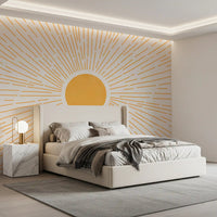 Golden Sunburst Minimalist Rays Wall Mural
